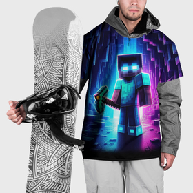 Накидка на куртку 3D с принтом Minecraft   neon character ai art , 100% полиэстер |  | 