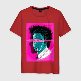 Мужская футболка хлопок с принтом Fight club pink poster , 100% хлопок | прямой крой, круглый вырез горловины, длина до линии бедер, слегка спущенное плечо. | Тематика изображения на принте: 