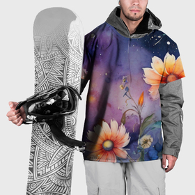 Накидка на куртку 3D с принтом Космическое цветение в Новосибирске, 100% полиэстер |  | Тематика изображения на принте: 