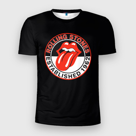 Мужская футболка 3D Slim с принтом Rolling Stones Established 1962 group , 100% полиэстер с улучшенными характеристиками | приталенный силуэт, круглая горловина, широкие плечи, сужается к линии бедра | 