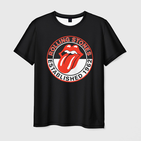 Мужская футболка 3D с принтом Rolling Stones Established 1962 group в Белгороде, 100% полиэфир | прямой крой, круглый вырез горловины, длина до линии бедер | 