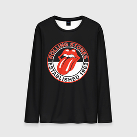 Мужской лонгслив 3D с принтом Rolling Stones Established 1962 group в Белгороде, 100% полиэстер | длинные рукава, круглый вырез горловины, полуприлегающий силуэт | 