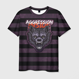 Мужская футболка 3D с принтом Aggression inside   текстурный фон в Санкт-Петербурге, 100% полиэфир | прямой крой, круглый вырез горловины, длина до линии бедер | 