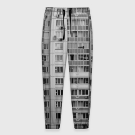 Мужские брюки 3D с принтом Эстетика панельки в Петрозаводске, 100% полиэстер | манжеты по низу, эластичный пояс регулируется шнурком, по бокам два кармана без застежек, внутренняя часть кармана из мелкой сетки | 