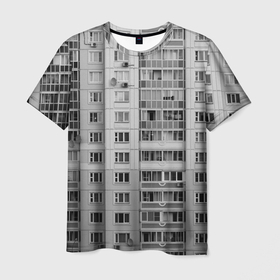 Мужская футболка 3D с принтом Эстетика панельки в Петрозаводске, 100% полиэфир | прямой крой, круглый вырез горловины, длина до линии бедер | 