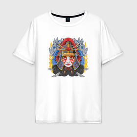 Мужская футболка хлопок Oversize с принтом Храбрая девушка воин в Курске, 100% хлопок | свободный крой, круглый ворот, “спинка” длиннее передней части | 