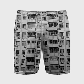Мужские шорты спортивные с принтом Панелька в черно белых тонах в Санкт-Петербурге,  |  | 