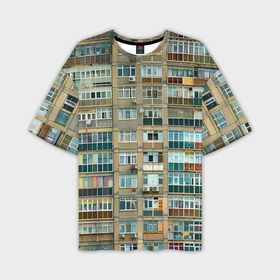 Мужская футболка oversize 3D с принтом Панельный дом ,  |  | 
