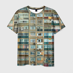 Мужская футболка 3D с принтом Панельный дом в Санкт-Петербурге, 100% полиэфир | прямой крой, круглый вырез горловины, длина до линии бедер | 