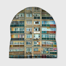 Шапка 3D с принтом Панельный дом в Петрозаводске, 100% полиэстер | универсальный размер, печать по всей поверхности изделия | 