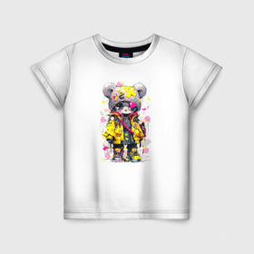 Детская футболка 3D с принтом Медвежонок аниме в стиле pop art , 100% гипоаллергенный полиэфир | прямой крой, круглый вырез горловины, длина до линии бедер, чуть спущенное плечо, ткань немного тянется | 