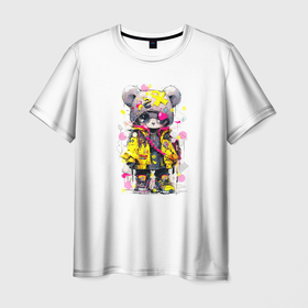 Мужская футболка 3D с принтом Медвежонок аниме в стиле pop art в Кировске, 100% полиэфир | прямой крой, круглый вырез горловины, длина до линии бедер | 