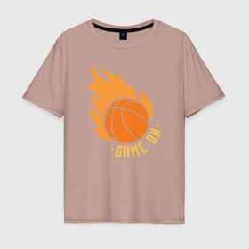 Мужская футболка хлопок Oversize с принтом Game on basketball , 100% хлопок | свободный крой, круглый ворот, “спинка” длиннее передней части | 