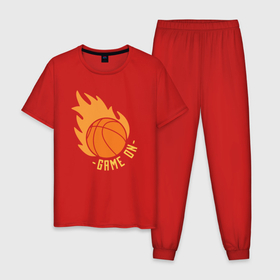 Мужская пижама хлопок с принтом Game on basketball в Курске, 100% хлопок | брюки и футболка прямого кроя, без карманов, на брюках мягкая резинка на поясе и по низу штанин
 | 