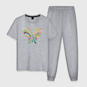 Мужская пижама хлопок с принтом Цвет бабочки в Петрозаводске, 100% хлопок | брюки и футболка прямого кроя, без карманов, на брюках мягкая резинка на поясе и по низу штанин
 | Тематика изображения на принте: 