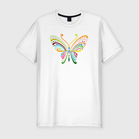 Мужская футболка хлопок Slim с принтом Цвет бабочки в Петрозаводске, 92% хлопок, 8% лайкра | приталенный силуэт, круглый вырез ворота, длина до линии бедра, короткий рукав | Тематика изображения на принте: 