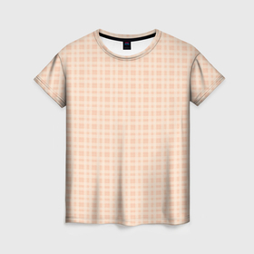 Женская футболка 3D с принтом Светлый персиковый клетчатый в Новосибирске, 100% полиэфир ( синтетическое хлопкоподобное полотно) | прямой крой, круглый вырез горловины, длина до линии бедер | 