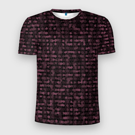 Мужская футболка 3D Slim с принтом Мозаика тёмно красный в Санкт-Петербурге, 100% полиэстер с улучшенными характеристиками | приталенный силуэт, круглая горловина, широкие плечи, сужается к линии бедра | 