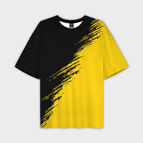 Мужская футболка oversize 3D с принтом Черные штрихи на желтом фоне в Санкт-Петербурге,  |  | Тематика изображения на принте: 