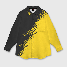 Мужская рубашка oversize 3D с принтом Черные штрихи на желтом фоне в Санкт-Петербурге,  |  | Тематика изображения на принте: 