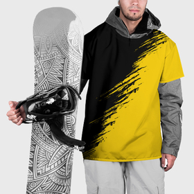Накидка на куртку 3D с принтом Черные штрихи на желтом фоне в Санкт-Петербурге, 100% полиэстер |  | 