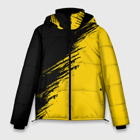 Мужская зимняя куртка 3D с принтом Черные штрихи на желтом фоне в Санкт-Петербурге, верх — 100% полиэстер; подкладка — 100% полиэстер; утеплитель — 100% полиэстер | длина ниже бедра, свободный силуэт Оверсайз. Есть воротник-стойка, отстегивающийся капюшон и ветрозащитная планка. 

Боковые карманы с листочкой на кнопках и внутренний карман на молнии. | Тематика изображения на принте: 