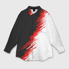 Мужская рубашка oversize 3D с принтом Черные красные и белые штрихи красок в Курске,  |  | Тематика изображения на принте: 