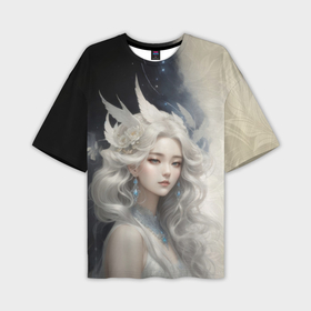 Мужская футболка oversize 3D с принтом Девушка с крыльями в волосах в Новосибирске,  |  | Тематика изображения на принте: 