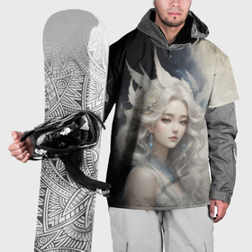 Накидка на куртку 3D с принтом Девушка с крыльями в волосах в Тюмени, 100% полиэстер |  | Тематика изображения на принте: 