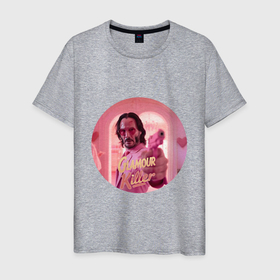 Мужская футболка хлопок с принтом Джон Уик в гламурный убийца в Рязани, 100% хлопок | прямой крой, круглый вырез горловины, длина до линии бедер, слегка спущенное плечо. | 