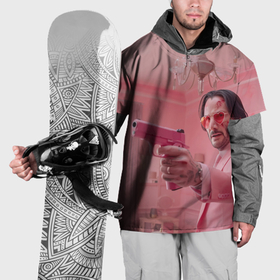 Накидка на куртку 3D с принтом Джон Уик в розовом костюме в Кировске, 100% полиэстер |  | Тематика изображения на принте: 