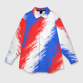 Мужская рубашка oversize 3D с принтом Триколор штрихи красок в Санкт-Петербурге,  |  | Тематика изображения на принте: 
