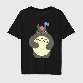 Мужская футболка хлопок Oversize с принтом Totoro game , 100% хлопок | свободный крой, круглый ворот, “спинка” длиннее передней части | 