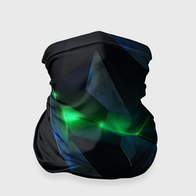 Бандана-труба 3D с принтом Объемная геометрическая  зеленая неоновая абстракция на черном в Новосибирске, 100% полиэстер, ткань с особыми свойствами — Activecool | плотность 150‒180 г/м2; хорошо тянется, но сохраняет форму | 