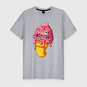 Мужская футболка хлопок Slim с принтом Smile ice cream в Кировске, 92% хлопок, 8% лайкра | приталенный силуэт, круглый вырез ворота, длина до линии бедра, короткий рукав | Тематика изображения на принте: 
