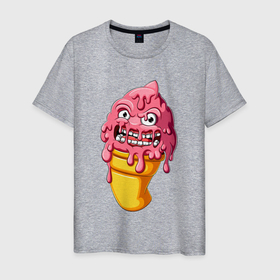 Мужская футболка хлопок с принтом Smile ice cream в Новосибирске, 100% хлопок | прямой крой, круглый вырез горловины, длина до линии бедер, слегка спущенное плечо. | 