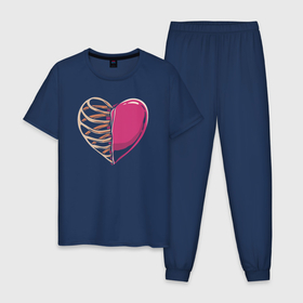 Мужская пижама хлопок с принтом Сердце в груди в Екатеринбурге, 100% хлопок | брюки и футболка прямого кроя, без карманов, на брюках мягкая резинка на поясе и по низу штанин
 | 