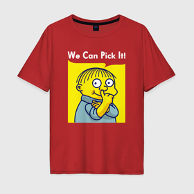Мужская футболка хлопок Oversize с принтом Ральф Симпсоны в Кировске, 100% хлопок | свободный крой, круглый ворот, “спинка” длиннее передней части | 
