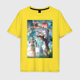 Мужская футболка хлопок Oversize с принтом Эрис Бореас Грейрат Рудеус в Тюмени, 100% хлопок | свободный крой, круглый ворот, “спинка” длиннее передней части | Тематика изображения на принте: 