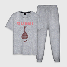 Мужская пижама хлопок с принтом Гусси    клетка шотландка в Курске, 100% хлопок | брюки и футболка прямого кроя, без карманов, на брюках мягкая резинка на поясе и по низу штанин
 | 