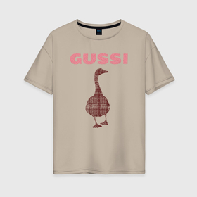 Женская футболка хлопок Oversize с принтом Гусси    клетка шотландка в Курске, 100% хлопок | свободный крой, круглый ворот, спущенный рукав, длина до линии бедер
 | 
