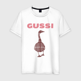 Мужская футболка хлопок с принтом Гусси    клетка шотландка в Курске, 100% хлопок | прямой крой, круглый вырез горловины, длина до линии бедер, слегка спущенное плечо. | 