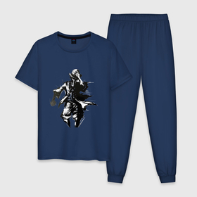 Мужская пижама хлопок с принтом Луффи Монки Д ВанПис в Курске, 100% хлопок | брюки и футболка прямого кроя, без карманов, на брюках мягкая резинка на поясе и по низу штанин
 | 