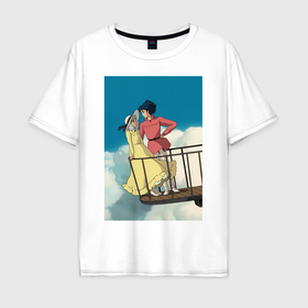 Мужская футболка хлопок Oversize с принтом Ходячий замок Софи в Санкт-Петербурге, 100% хлопок | свободный крой, круглый ворот, “спинка” длиннее передней части | 
