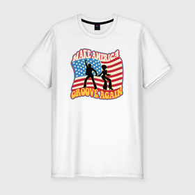 Мужская футболка хлопок Slim с принтом Groove America в Белгороде, 92% хлопок, 8% лайкра | приталенный силуэт, круглый вырез ворота, длина до линии бедра, короткий рукав | Тематика изображения на принте: 