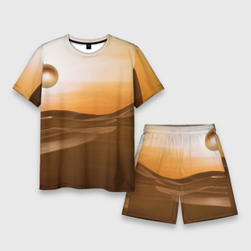 Мужской костюм с шортами 3D с принтом Закат в пустыне в Курске,  |  | 