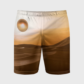 Мужские шорты спортивные с принтом Закат в пустыне в Курске,  |  | 