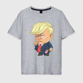 Мужская футболка хлопок Oversize с принтом Мистер Трамп в Новосибирске, 100% хлопок | свободный крой, круглый ворот, “спинка” длиннее передней части | 