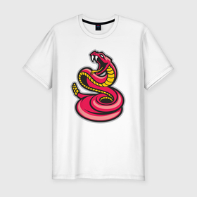 Мужская футболка хлопок Slim с принтом Pink snake в Новосибирске, 92% хлопок, 8% лайкра | приталенный силуэт, круглый вырез ворота, длина до линии бедра, короткий рукав | 