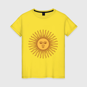 Женская футболка хлопок с принтом Лицо солнца , 100% хлопок | прямой крой, круглый вырез горловины, длина до линии бедер, слегка спущенное плечо | 
